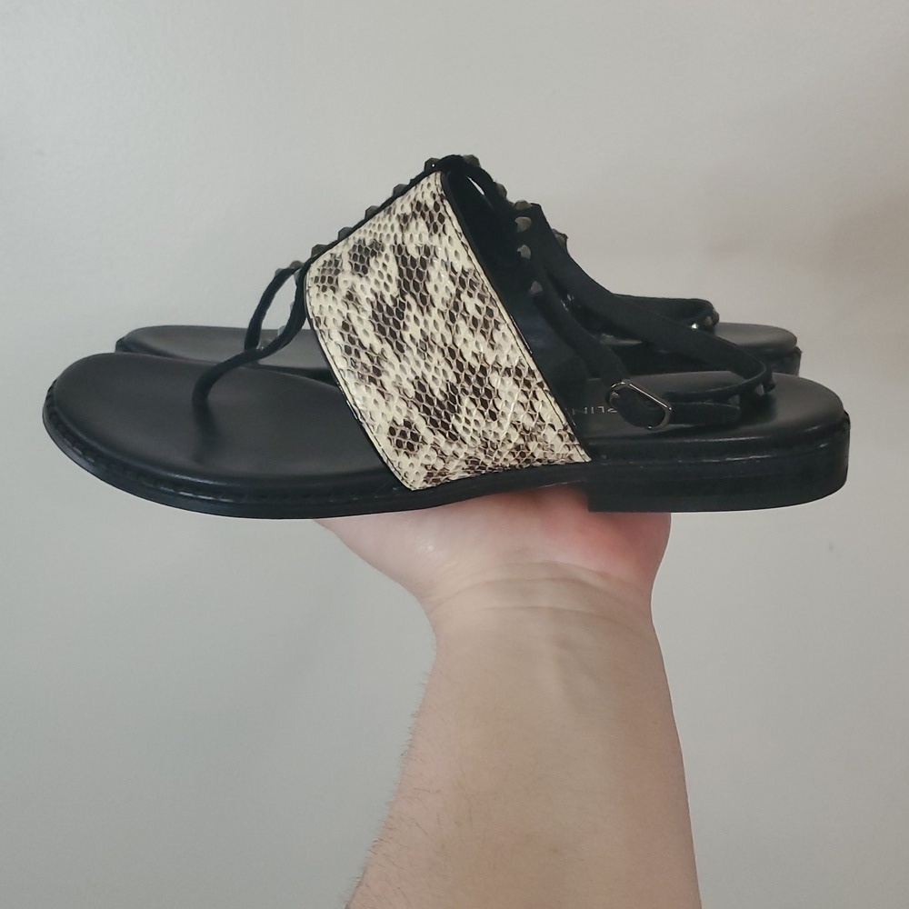 Donald J Pliner Lacy SP Animal Printed Sandals Size 8 Ankle Strap Stud Details - Picture 2 of 12